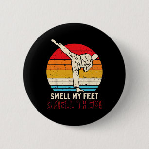 Riech Feet Kick Retro Karate Taekwondo Kampfkünste Button