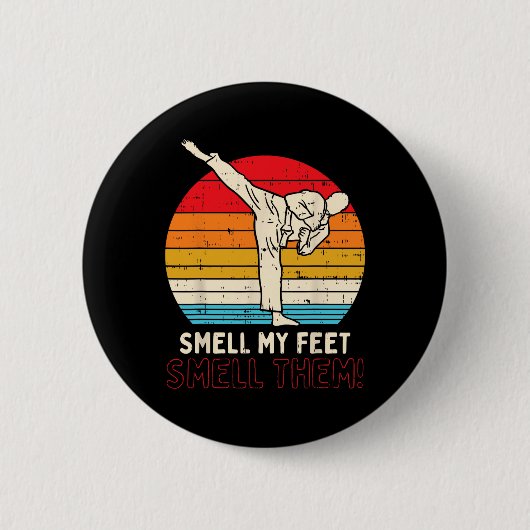 Riech Feet Kick Retro Karate Taekwondo Kampfkünste Button (Vorderseite)