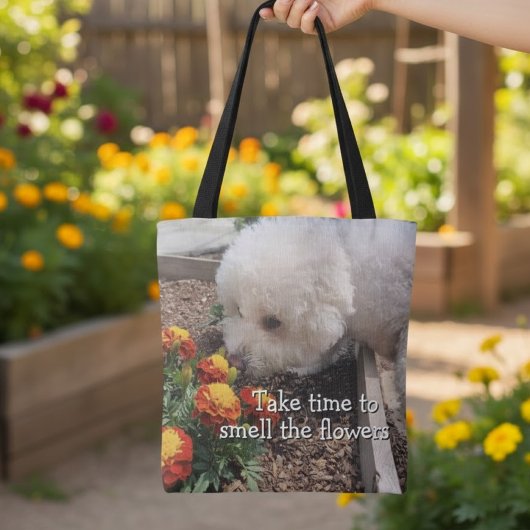 Rieche an den Blumen Tasche