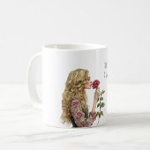 Rieche an den Rosen Blondes Mädchen Kaffeetasse (Vorderseite Links)