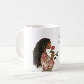 Rieche an den Rosen Schwarzes Mädchen Kaffeetasse (Vorderseite Links)
