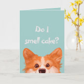 Rieche ich Cake Niedlich Corgi? Karte (Gelbe Blume)