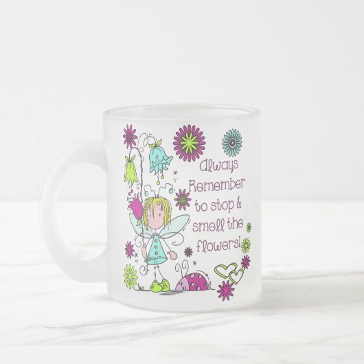 Riechen Sie die Blume Mattglastasse (Links)