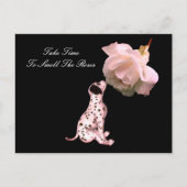 Riechen Sie die Rose Welpe Rose Inspiration Postka Postkarte (Vorderseite)