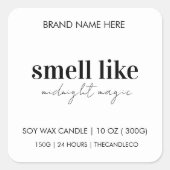 Riecht wie das Midnight Magic Candle Label Quadratischer Aufkleber (Vorderseite)