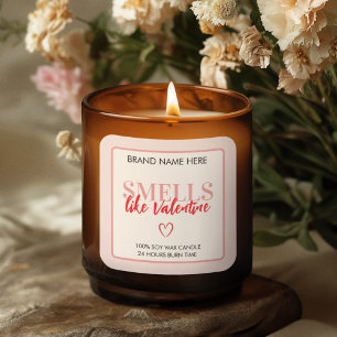 Riecht wie Valentinstag Pink Kerzenlabel  Quadratischer Aufkleber