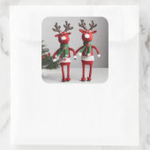 Riendeers Quadratischer Aufkleber (Tasche)