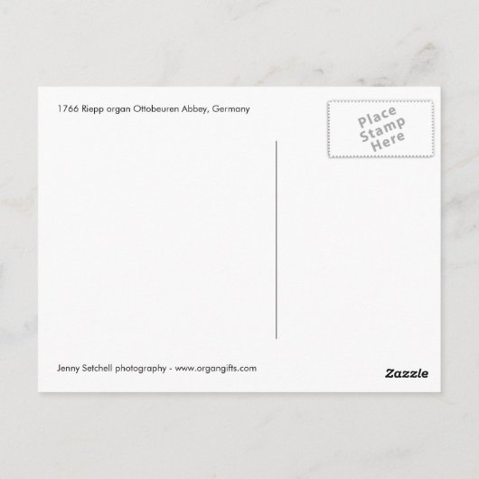 Riepp Orgel in Ottobeuren Postkarte (Rückseite)