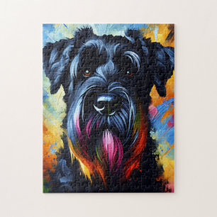 Riesen-Schnauzer Hund Acryl Druck Bunt Puzzle