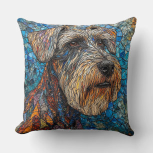 Riesen-Schnauzer-Hund Farbige Mosaik-Kunst Kissen