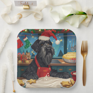 Riesen-Schnauzer Weihnachtsbäckerei: Festliches We Pappteller