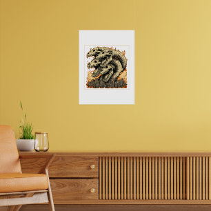 Riesen-Skelett-Kaiju-Monster-Stadtposter Poster