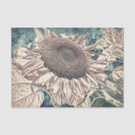Riesen-Sonnenblume Vintages Aquamarines Sepia Art  Seidenpapier