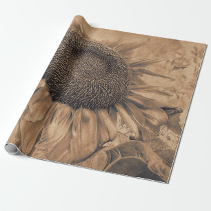 Riesen-Sonnenblumen Vintages Braun-Sepia Geschenkpapier