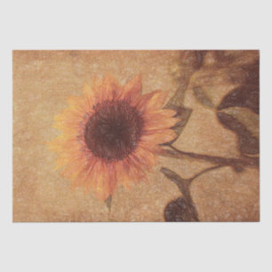 Riesen-Vintage Sonnenblumen Sepia Yellow Floral Ar Seidenpapier