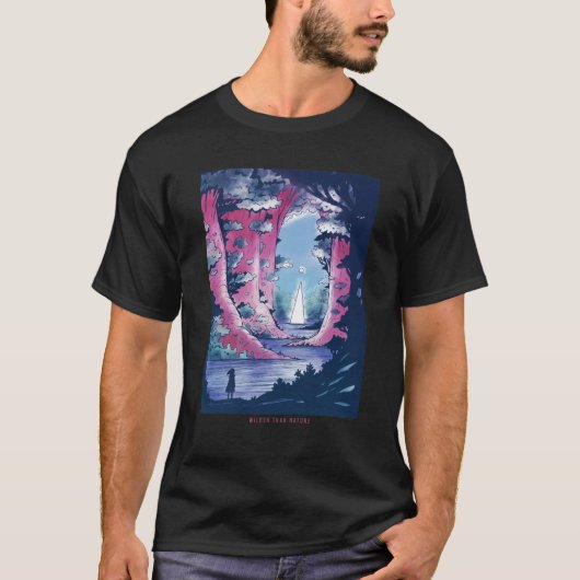 Riesenbaum Fantasy Landschaft T-Shirt (Vorderseite)