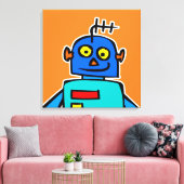 Riesenblauer Cartoon Robot Canvas Print Leinwanddruck (Insitu (Wohnzimmer))
