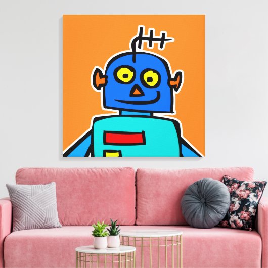 Riesenblauer Cartoon Robot Canvas Print Leinwanddruck (Insitu (Wohnzimmer))