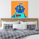 Riesenblauer Cartoon Robot Canvas Print Leinwanddruck (Insitu (Schlafzimmer))
