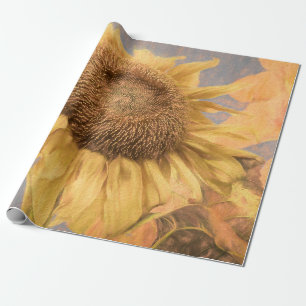 Riesenblume Art Country Gelb Grau Deco Geschenkpapier