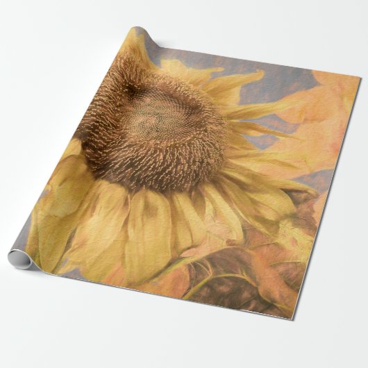 Riesenblume Art Country Gelb Grau Deco Geschenkpapier (Ungerollt)