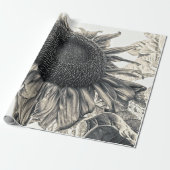 Riesenblumen Antikes Vintages Sepia Kunst Geschenkpapier (Ungerollt)