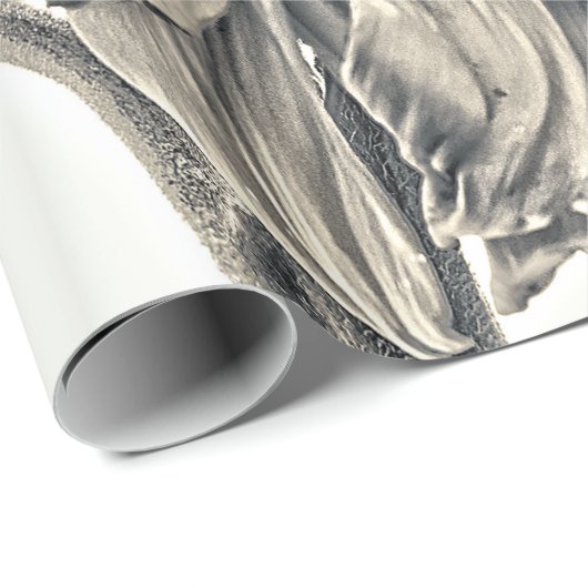 Riesenblumen Antikes Vintages Sepia Kunst Geschenkpapier (Rolleneckpunkt)