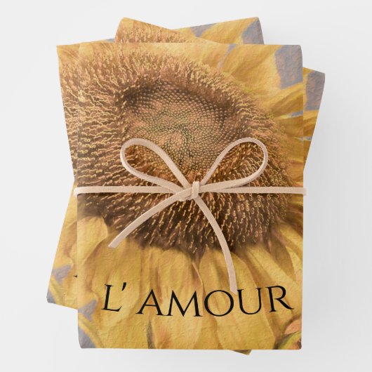 Riesenblumen Country Gelbe Grauschrift Geschenkpapier Set (Beispiel)