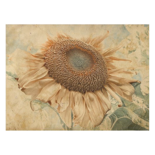 Riesenblumen Gelb Alte Vintage Kunst Tischdecke (Vorderseite (Horizontal))