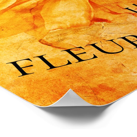 Riesenblumen Gelbe Grunge Vintages Skript Poster (Ecke)