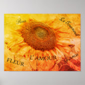 Riesenblumen Gelbe Grunge Vintages Skript Poster (Vorne)