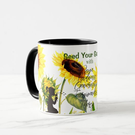 Riesenblumen Script Words Pillar Candle Tasse (Vorderseite Links)