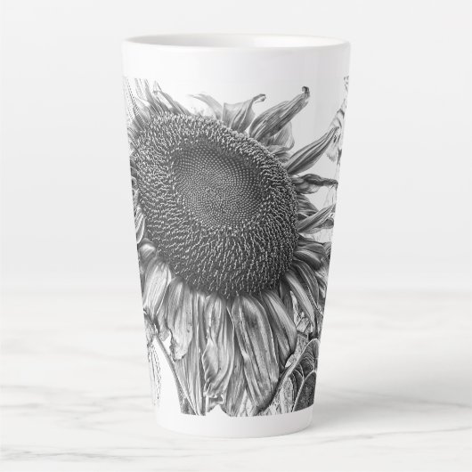 Riesenblumen Vintag Schwarz-Weiß-Kunst Milchtasse (Vorderseite)