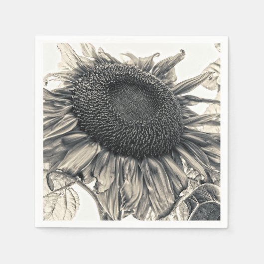 Riesenblumen Vintag Sepia Art Decoupage Serviette (Vorderseite)