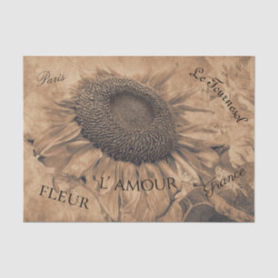 Riesenblumen Vintag Sepia Brown Ephemera Seidenpapier
