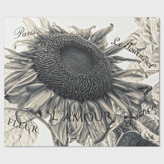 Riesenblumen Vintag Sepia Decoupage Ephemera Geschenkpapier (Flach)