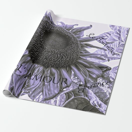 Riesenblumen Vintage Lila Entdeckungsschrift Geschenkpapier (Ungerollt)