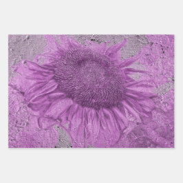 Riesenblumen Vintage Lila graue Textur Geschenkpapier Set