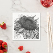 Riesenblumen, Vintage Schwarz-Weiß-Kunst Serviette (Beispiel)