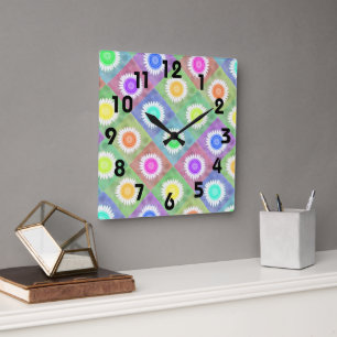 Riesenblüten Quadratische Wanduhr