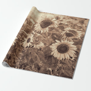 Riesenblüten Sepia Blumenzauber Geschenkpapier