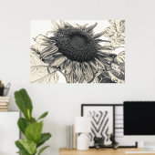 Riesenblüten Sepia Vintag Sommer Blüten Poster (Heimbüro)
