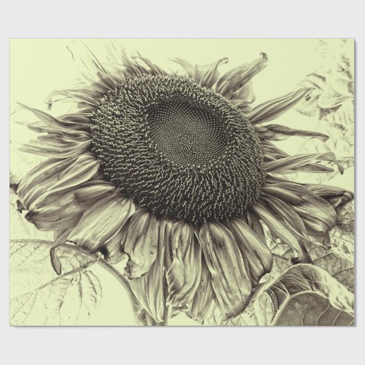 Riesenblüten Vintag Retro Gelbes Deko Geschenkpapier (Flach)