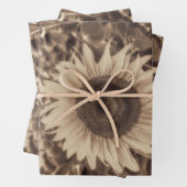 Riesenblütenfeld Vintag Sepia Decoupage Geschenkpapier Set (Beispiel)