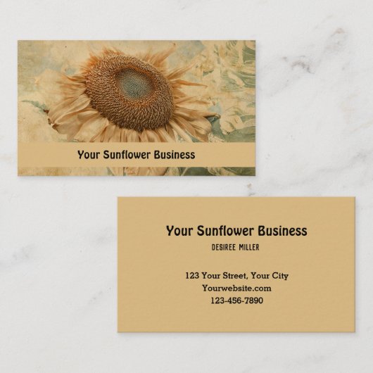 Riesenblütengelb Altes Vintages Deko Kunst Visitenkarte (Vorne/Hinten)