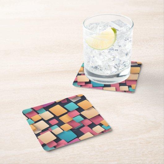 Riesenbunte Quadrate Rechteckiger Pappuntersetzer (Vor Ort)