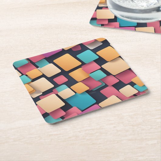 Riesenbunte Quadrate Rechteckiger Pappuntersetzer (angewinkelt)