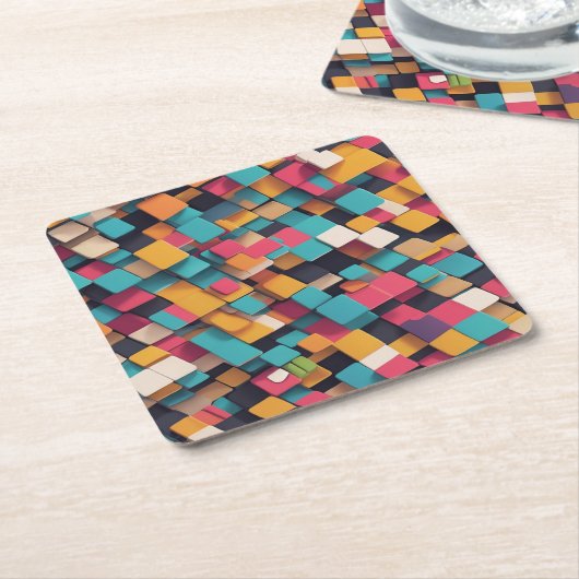 Riesenbunte Quadrate Rechteckiger Pappuntersetzer (angewinkelt)