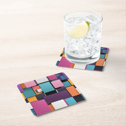 Riesenbunte Quadrate Rechteckiger Pappuntersetzer (Vor Ort)