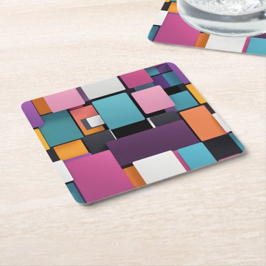 Riesenbunte Quadrate Rechteckiger Pappuntersetzer (angewinkelt)